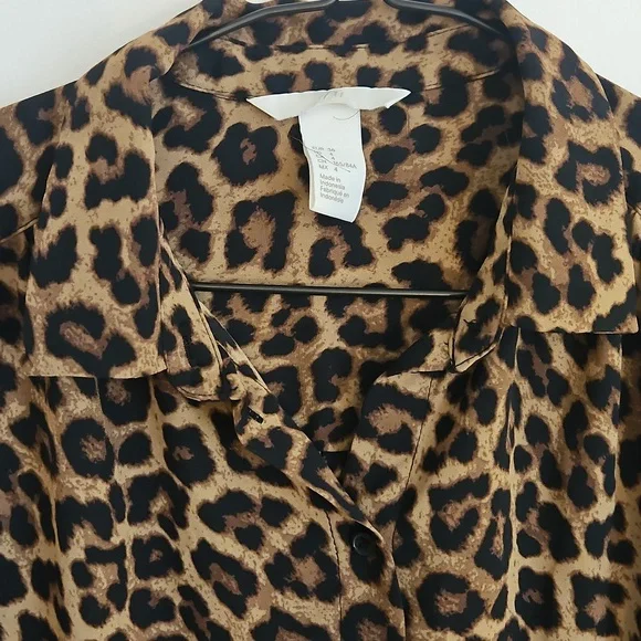 Leopard Print Button-Down Shirt - Picture 2 of 8